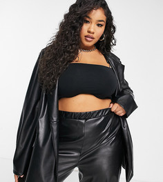Черный пиджак из искусственной кожи в винтажном стиле ASOS DESIGN Curve-Черный цвет