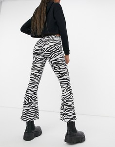 Расклешенные брюки с завышенной талией и принтом «зебра» Another Reason-Многоцветный