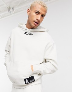 Худи в стиле oversized с логотипом-накладкой от комплекта ASOS Actual-Бежевый