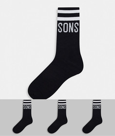 Комплект из трех пар черных носков с логотипом Only & Sons-Черный цвет