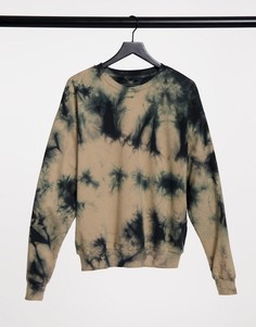 Свитшот с выбеленным эффектом и принтом тай дай от комплекта ASOS DESIGN-Бежевый