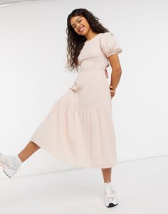 Свободное платье миди розового цвета Vero Moda-Розовый цвет
