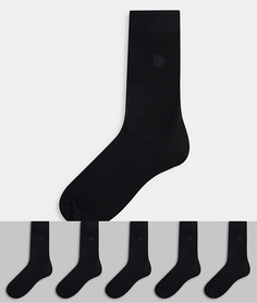 Набор из 5 пар черных носков Burton Menswear-Черный цвет