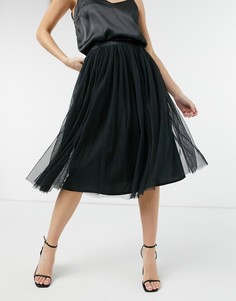 Черная юбка миди из тюля Lace & Beads-Черный цвет