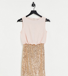 Розово-золотистое платье мини «два в одном» с пайетками и высоким воротом Jaded Rose Petite-Розовый цвет