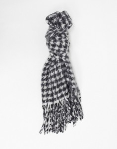 Длинный пушистый шарф с монохромным узором «гусиная лапка» ASOS DESIGN-Многоцветный