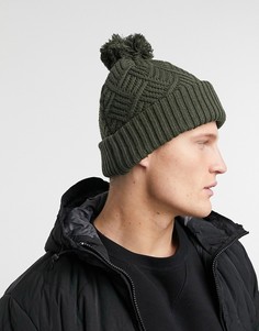 Зеленая шапка с помпоном Burton Menswear-Зеленый цвет