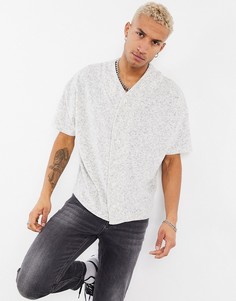Серая бейсбольная рубашка в стиле oversized из трикотажа и полотенечной ткани ASOS DESIGN-Серый