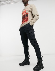 Черные суженные книзу брюки карго Burton Menswear-Черный цвет