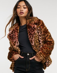 Пальто из искусственного меха с леопардовым принтом French Connection-Многоцветный