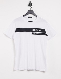 Белая футболка с логотипом и круглым вырезом Replay-Белый