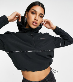 Черный укороченный спортивный топ с тесьмой ellesse tech - эксклюзивно для ASOS-Черный цвет