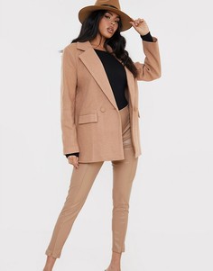 Светло-коричневое oversized пальто-блейзер In The Style x Lorna-Светло-коричневый
