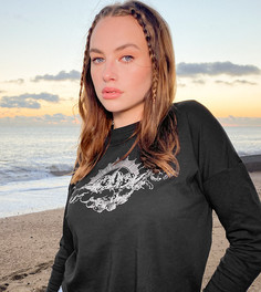 Эксклюзивный черный лонгслив с принтом херувима Noisy May Tall-Черный цвет