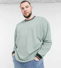 Пастельно-зеленый oversized лонгслив из пике ASOS DESIGN Plus-Зеленый цвет