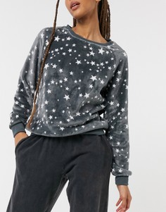 Пижамный топ из флиса с принтом в виде звезд от комплекта New Look-Серый