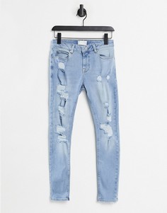 Голубые рваные джинсы в винтажном стиле ASOS DESIGN-Голубой
