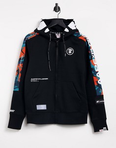 Худи черного цвета на молнии с принтом на капюшоне AAPE By A Bathing Ape ice breaker-Черный цвет