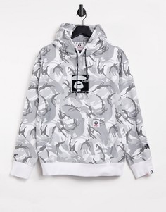 Худи белого цвета с камуфляжным принтом и прямоугольным логотипом AAPE By A Bathing Ape-Белый