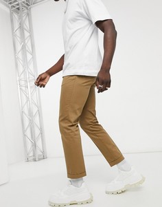 Светло-коричневые укороченные брюки узкого кроя Burton Menswear-Коричневый цвет