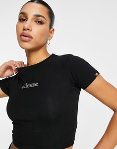 Черный кроп-топ с логотипом из страз ellesse - эксклюзивно для ASOS-Черный цвет