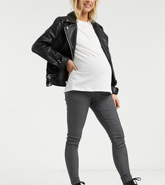 Узкие брюки в клетку New Look Maternity-Серый