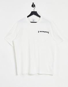 Белая футболка в стиле oversized с логотипом на кармане Lacoste-Белый
