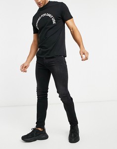 Выбеленные черные эластичные джинсы скинни Diesel Sleenker X-Черный цвет