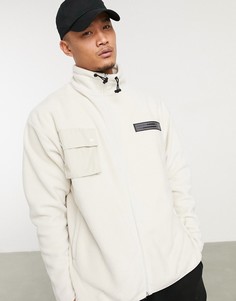 Флисовая oversized-олимпийка с карманом в стиле милитари ASOS Unrvlld Supply-Бежевый