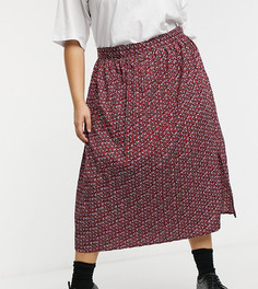 Плиссированная юбка миди с мелким принтом роз Wednesdays Girl Curve-Многоцветный
