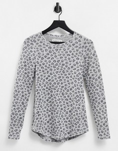 Серая футболка с круглым вырезом и леопардовым принтом Abercrombie & Fitch-Серый
