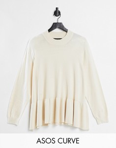 Кремовый джемпер с высоким воротом и баской Vero Moda Curve-Розовый