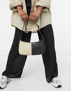 Черно-бежевая сумка на плечо в стиле колор блок Monki Odessa-Черный цвет