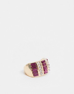 Золотистое кольцо с розовым кристаллом ASOS DESIGN-Золотой