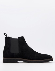 Черные замшевые ботинки челси Walk London-Черный цвет