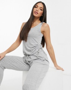 Серая меланжевая майка в рубчик для дома от комплекта ASOS DESIGN-Серый