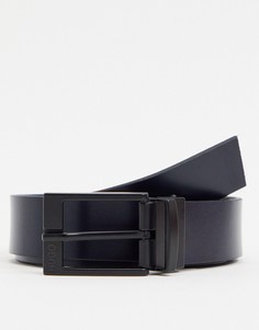 Подарочный набор с черным двусторонним кожаным ремнем HUGO Gardo-Черный цвет