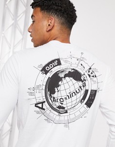 Белый лонгслив с принтом на спине Arcminute