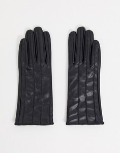 Черные перчатки из искусственной кожи с декоративными швами NA-KD-Черный цвет
