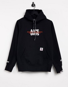 Худи черного цвета с принтом "Universe" на спине AAPE By A Bathing Ape-Черный цвет