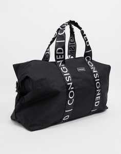 Черная большая спортивная сумка с лентой Consigned-Черный цвет
