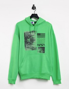 Неоново-зеленый худи в стиле oversized с принтом ASOS DESIGN-Зеленый цвет