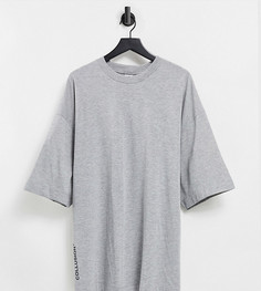 Серая меланжевая футболка в стиле super oversize с логотипом COLLUSION-Серый