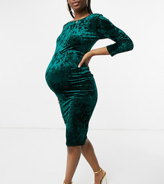 Бархатное облегающее платье зеленого цвета Blume Maternity-Зеленый цвет