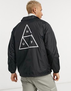 Черная спортивная куртка с принтом тройного треугольника HUF Essentials-Черный цвет