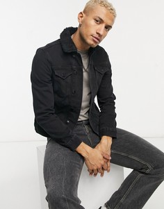 Черная джинсовая куртка свободного кроя с отделкой из искусственного меха Bolongaro Trevor-Черный цвет