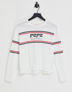 Белый лонгслив из джерси Pepe Jeans Aleluyah