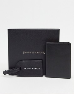 Набор из обложки для паспорта и багажной бирки Smith & Canova-Черный цвет