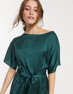 Зеленая блузка с расклешенными рукавами и поясом Lipsy-Зеленый цвет