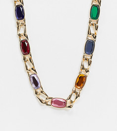 Золотистое ожерелье-цепочка с цветными камнями Reclaimed Vintage Inspired-Золотистый